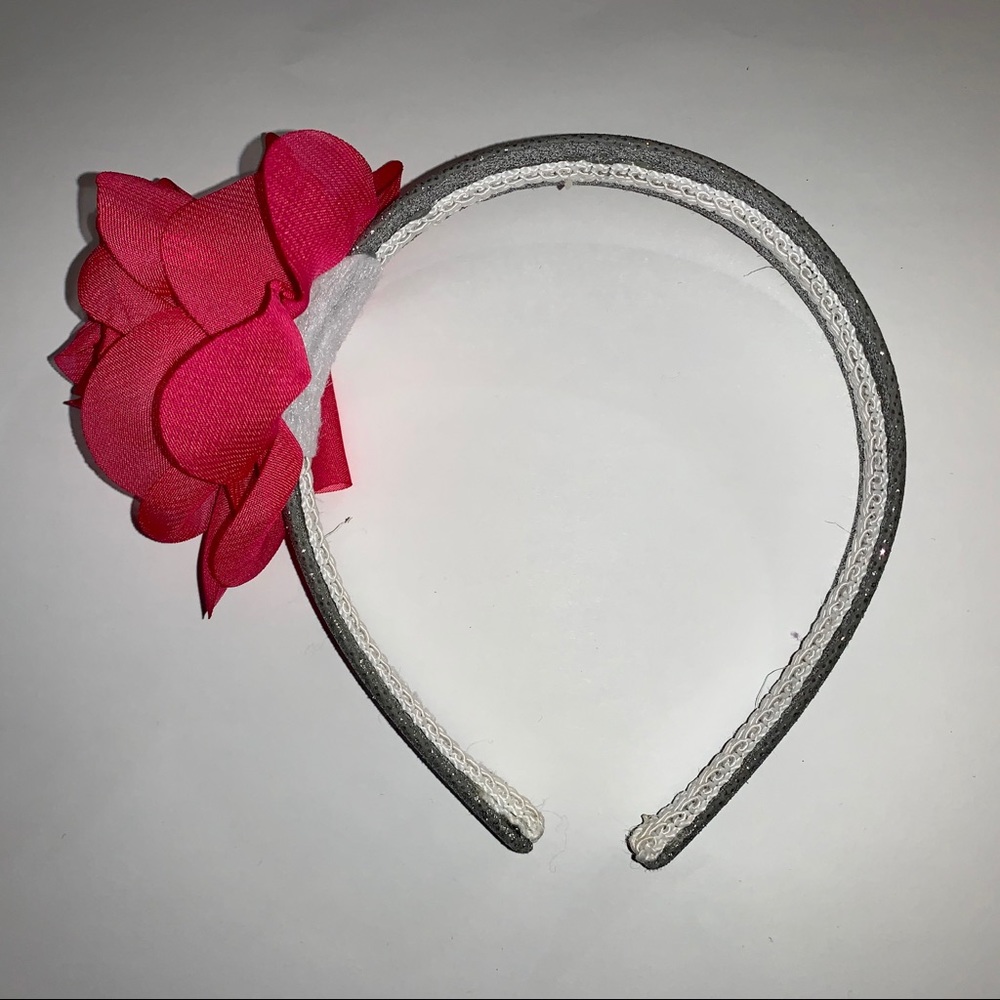 Bundle 2 for $10 Silver sparkly headband with rose